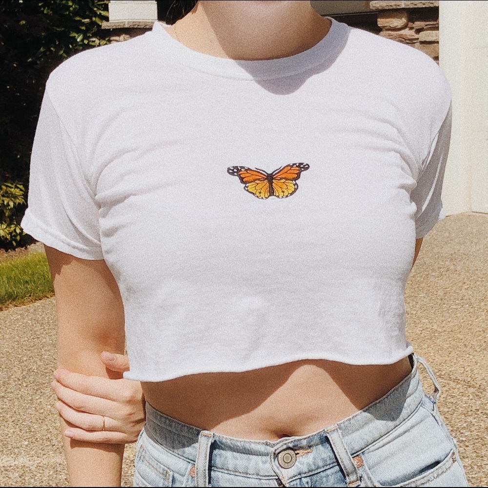 Brandy Melville Butterfly crop tee
